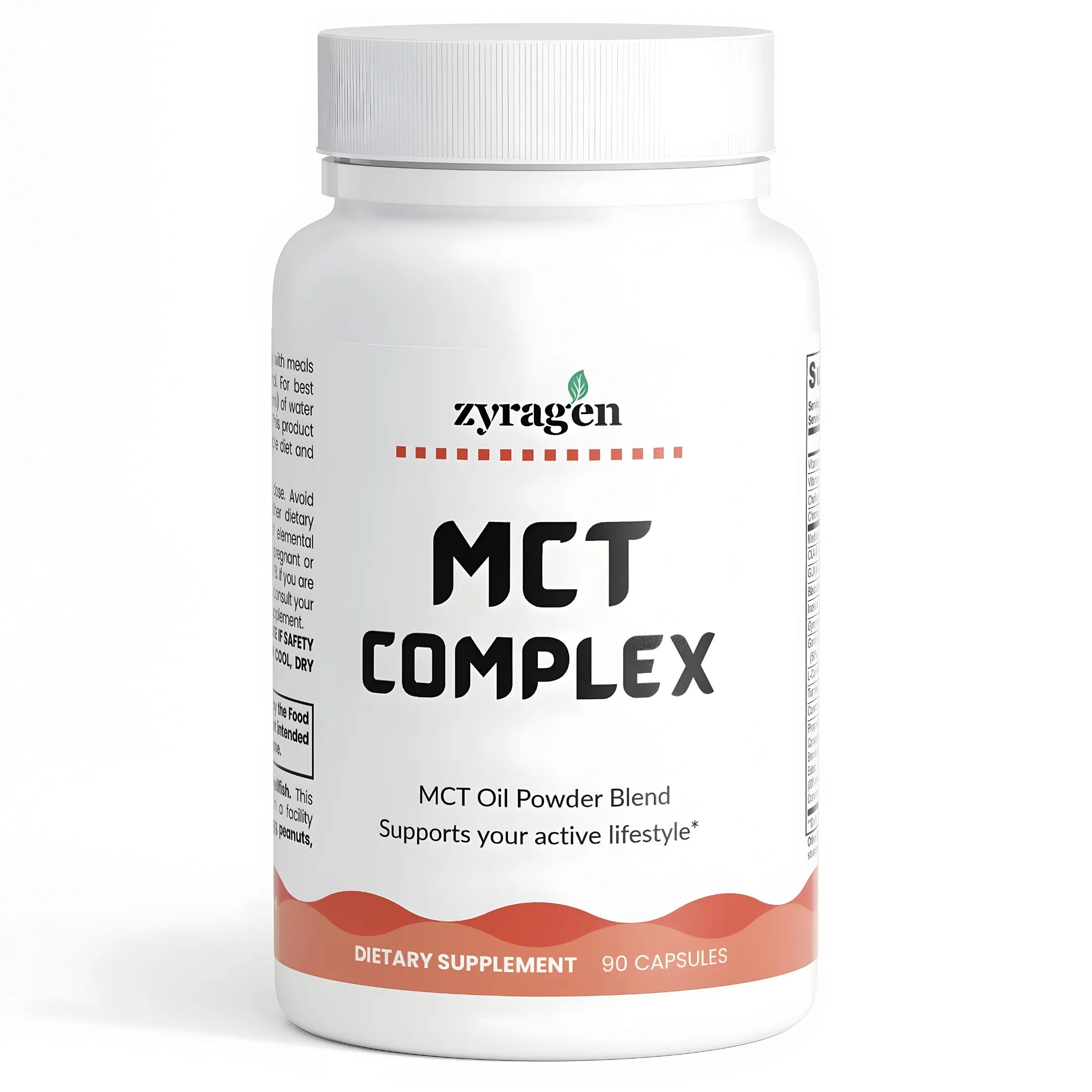 Zyragen MCT Complex supplement bottle on a white background