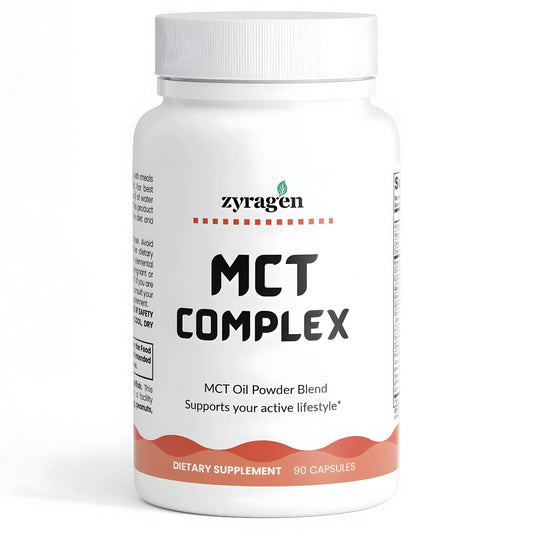 Zyragen MCT Complex supplement bottle on a white background